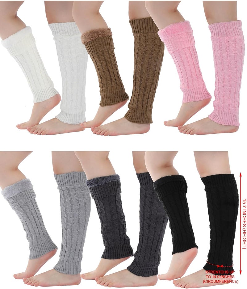 Chuarry 6 Pairs Winter Fleece Lined Leg Warmers for Women Thick Knit Warm Knee High Boot Leg Warmers for Cold Weather - Image 2